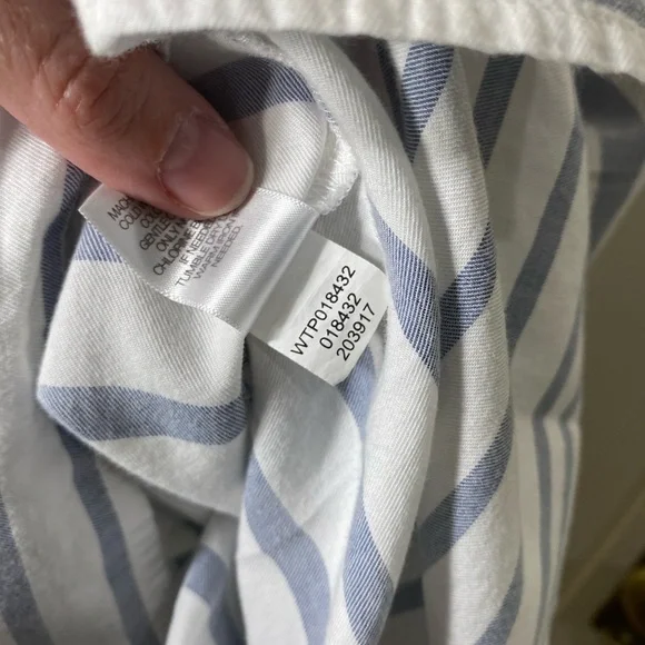 J.Jill Blue White Cotton Tunic Striped Button Down Top - Picture 11 of 12